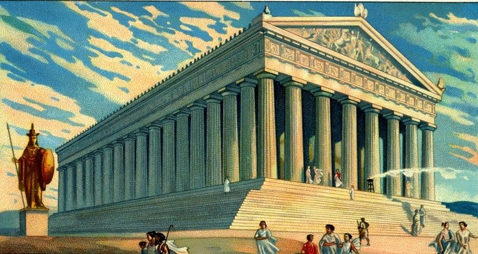 Parthenon Temple, dedicated to the goddess Athens, protector of the city of the same name