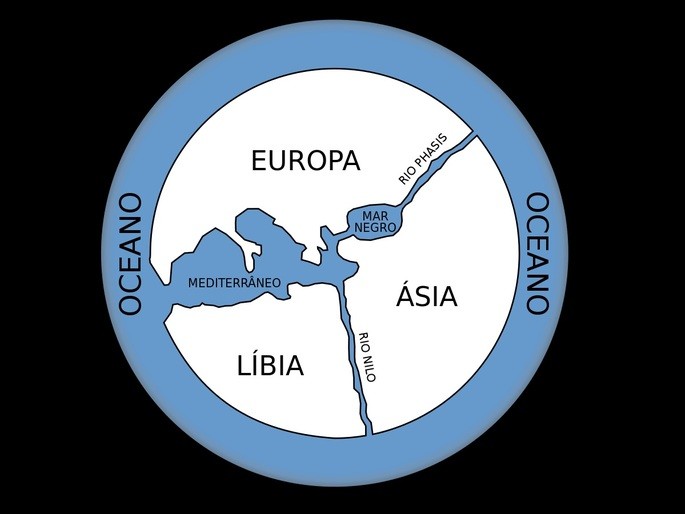 Representation of the world map proposed by Anaximandro