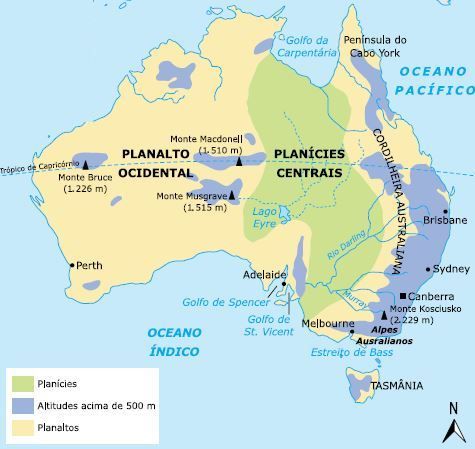 Australia relief and hydrography