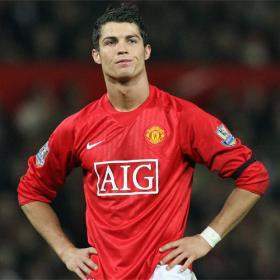 Cr7 Wearing the Manchester United jersey