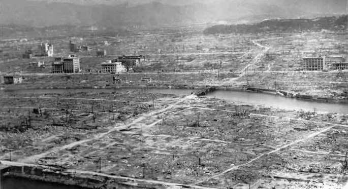 Hiroshima City after 1945 Nuclear Bomb Explosion