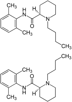Chemical structure of bupivacaine.